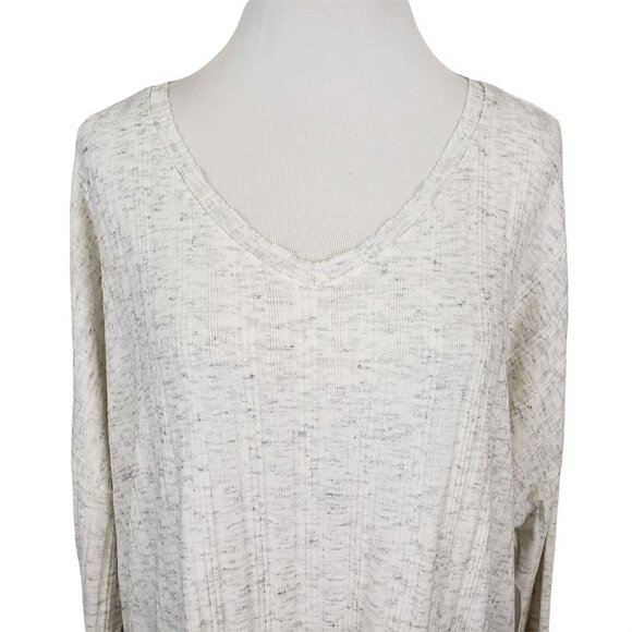 Time and Tru Top Women's XXL Scop Neck Long Sleeve Ribbed Heathered Knit Shirt - Picture 6 of 7